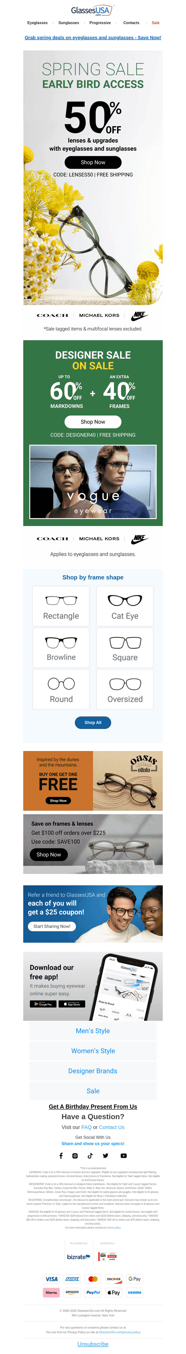 Glasses USA email from Mon, Apr 27, 2026