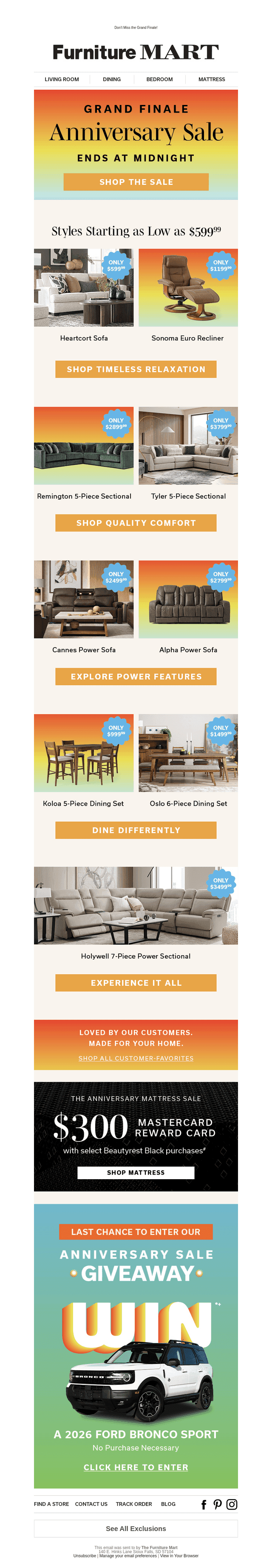 The Furniture Mart email from Mon, Apr 27, 2026