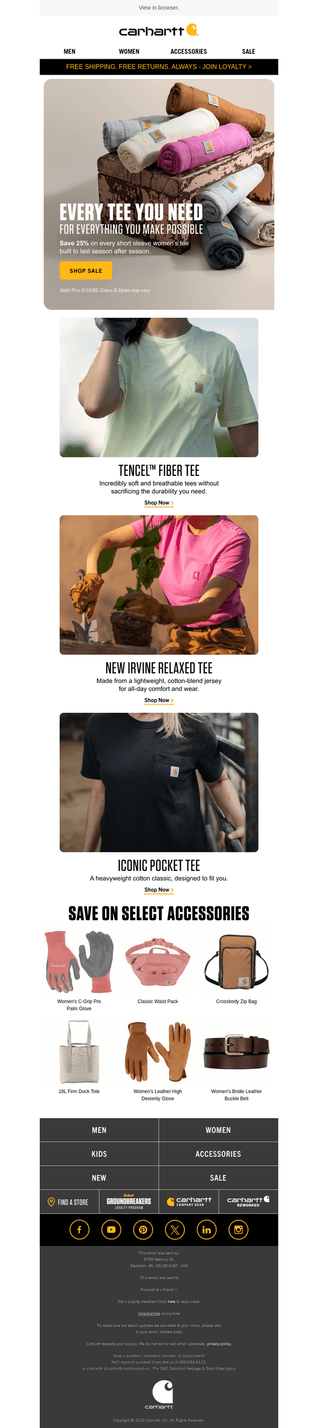 25% off women’s tees built to last