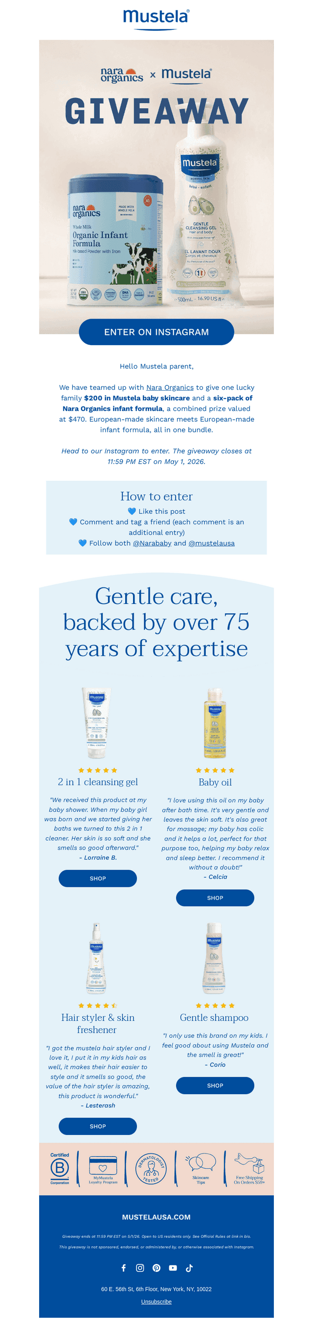 Mustela USA email from Mon, Apr 27, 2026