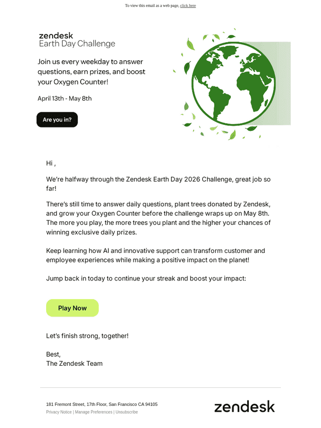 Zendesk email from Mon, Apr 27, 2026