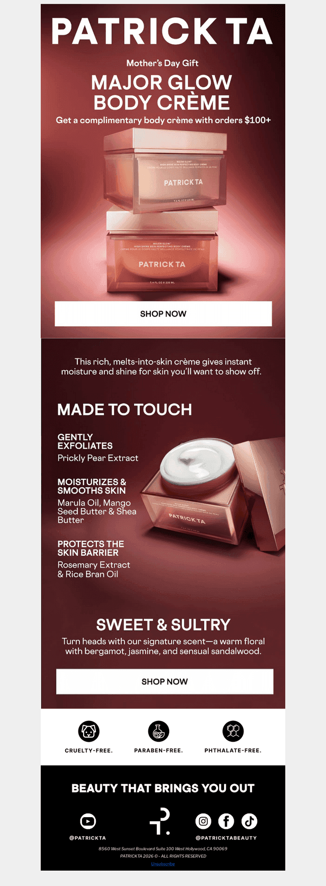 Complimentary Body Crème for Mom ❤️