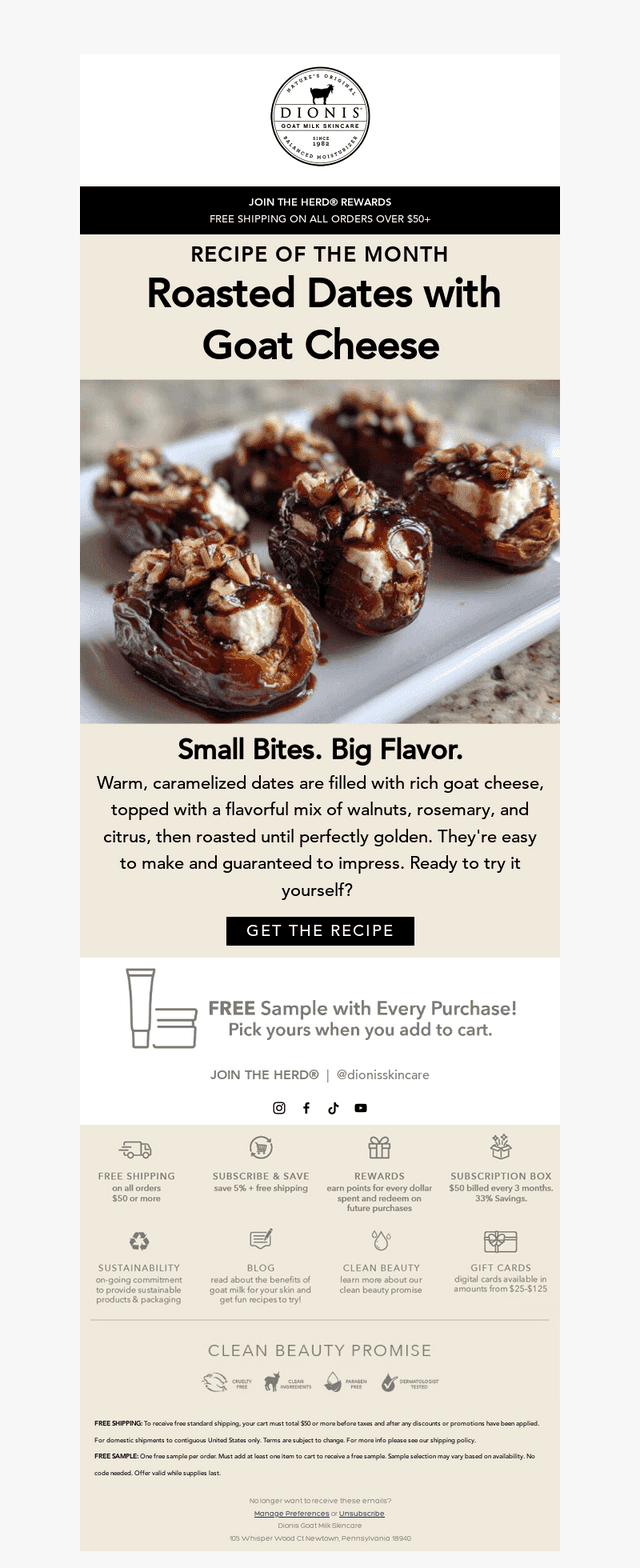 Dionis Goat Milk Skincare email from Mon, Apr 27, 2026