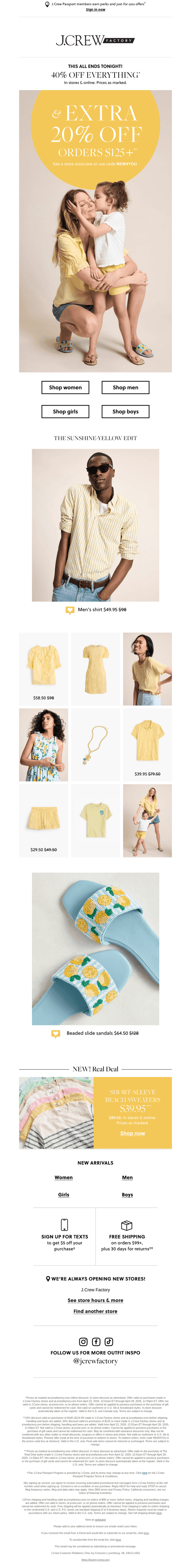 LAST CHANCE: 40% off everything + extra 20% off orders $125+