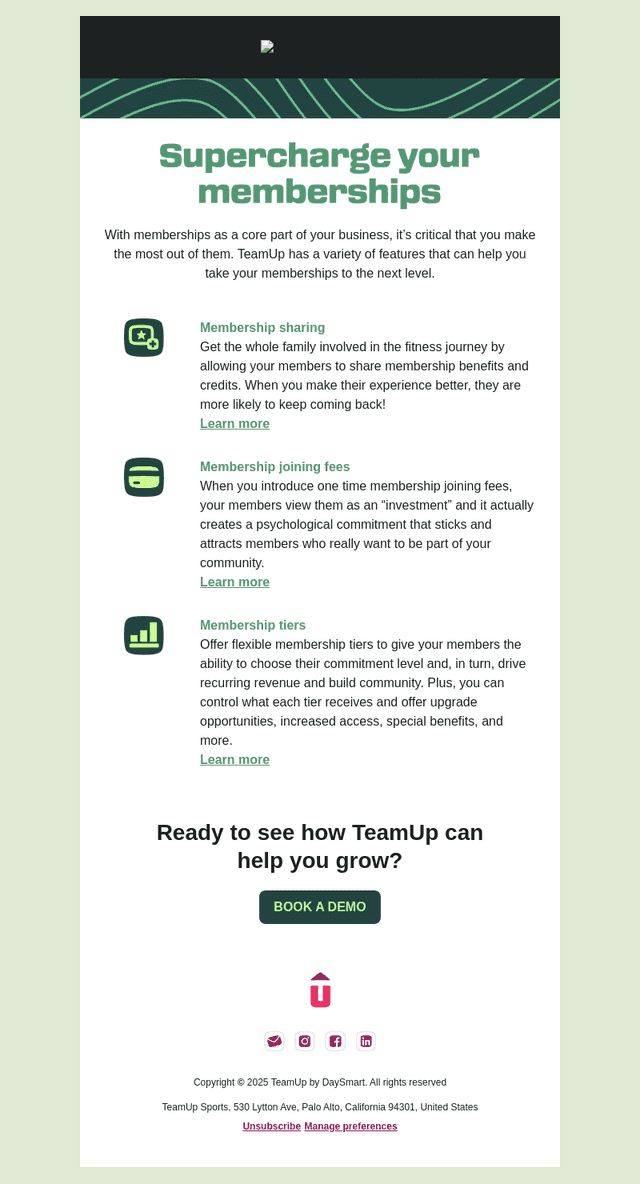 TeamUp email from Tue, Apr 28, 2026