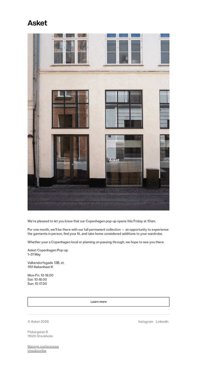 Opening Friday: Copenhagen pop-up