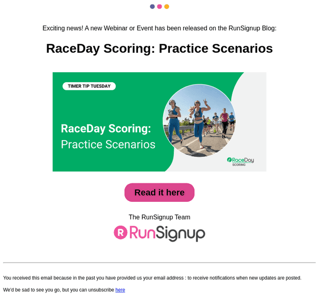 RunSignUp email from Tue, Apr 28, 2026