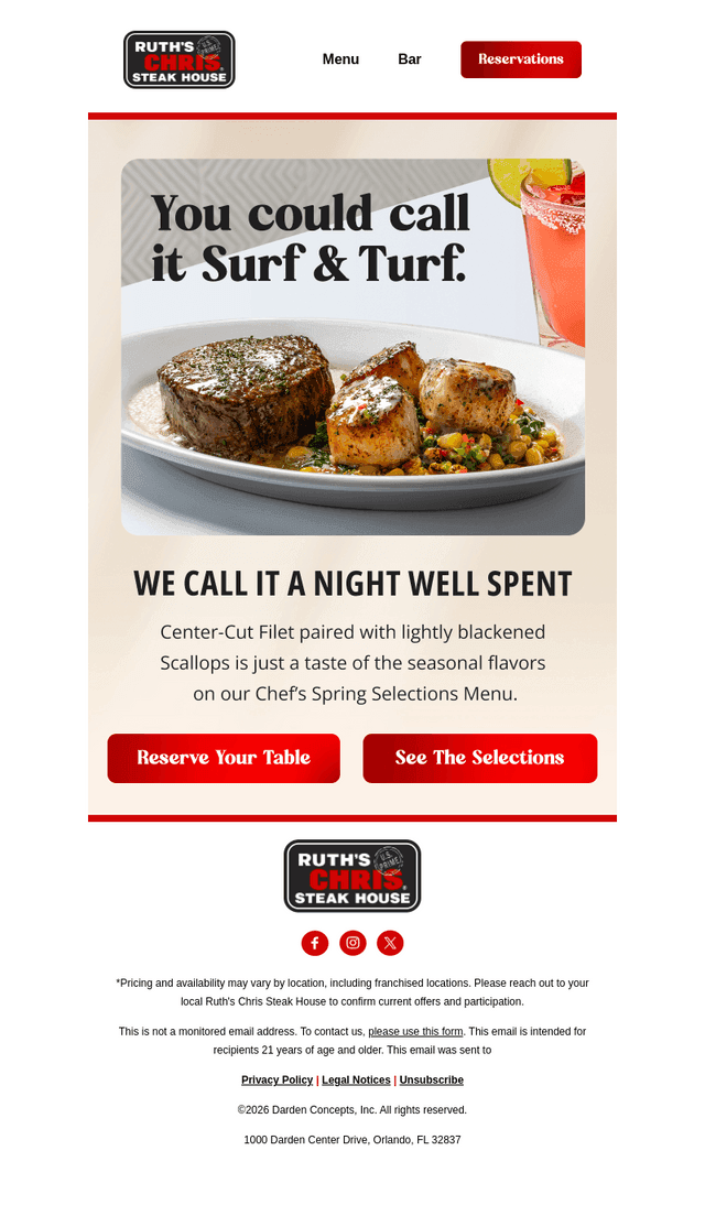 Ruth's Chris email from Tue, Apr 28, 2026