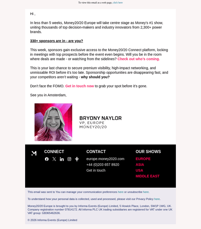 Money20/20 email from Wed, Apr 29, 2026