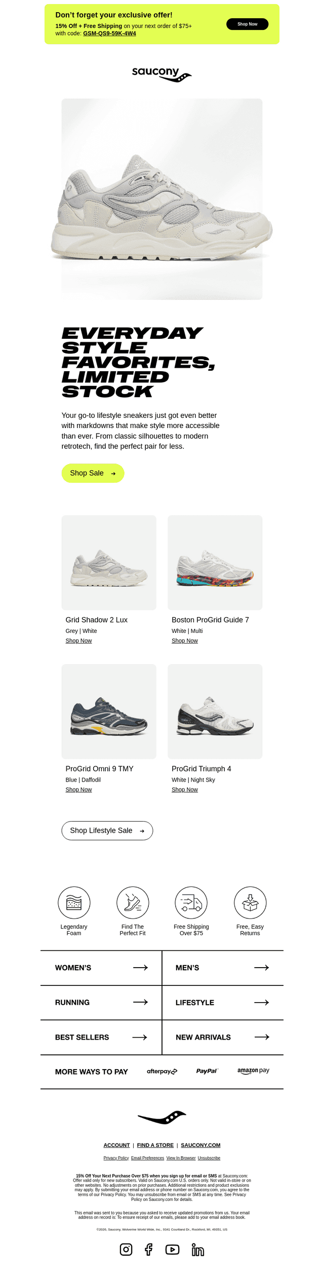Saucony email from Wed, Apr 29, 2026