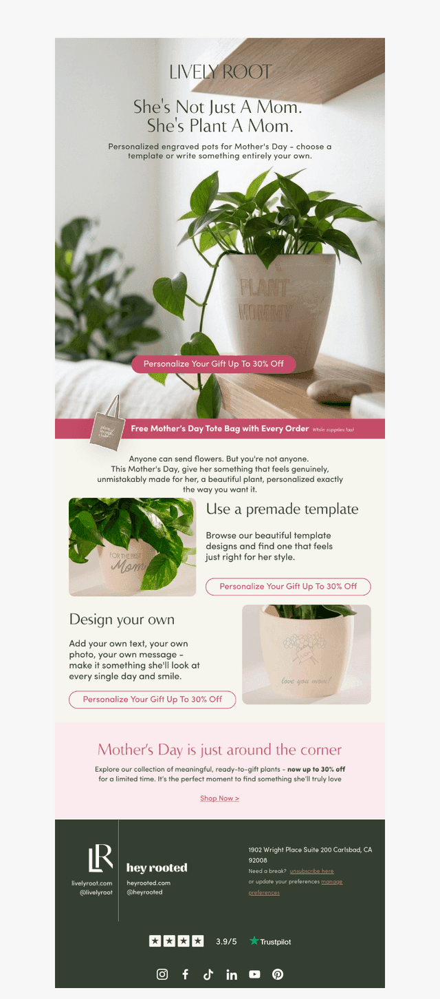 Personalize Her Plant + Save Up to 30% Off 🌸🪴