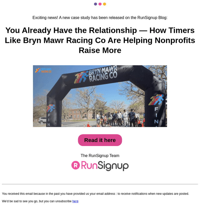 RunSignUp email from Wed, Apr 29, 2026
