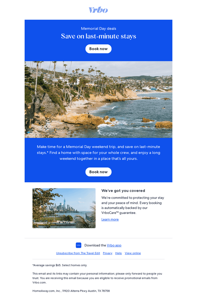 VRBO email from Wed, Apr 29, 2026
