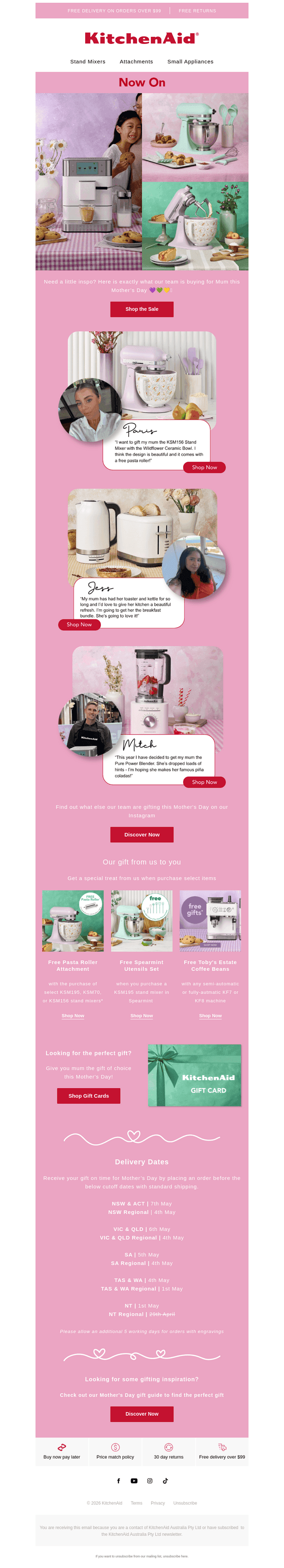 KitchenAid Australia & New Zealand email from Thu, Apr 30, 2026