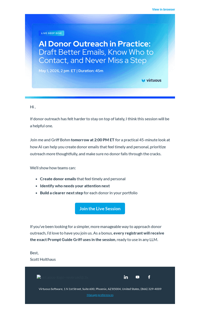Virtuous Software email from Thu, Apr 30, 2026