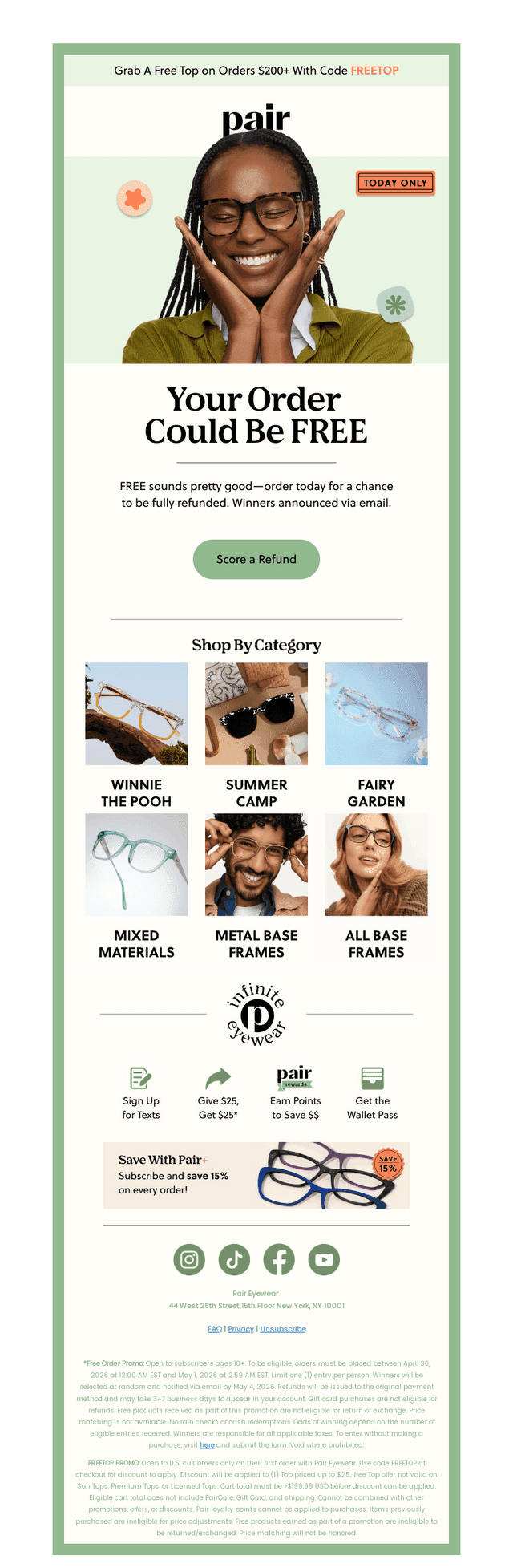 Pair Eyewear email from Thu, Apr 30, 2026