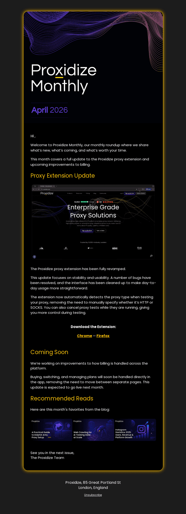Proxidize Monthly - April 2026