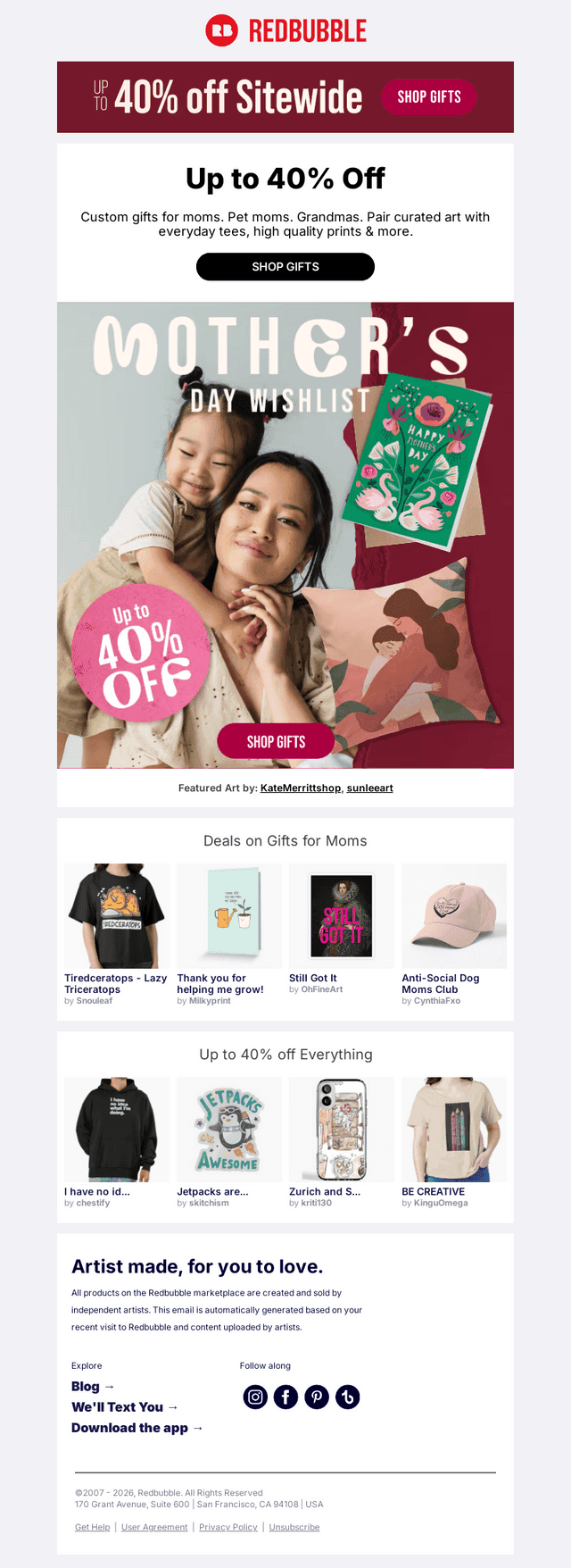 Redbubble email from Thu, Apr 30, 2026