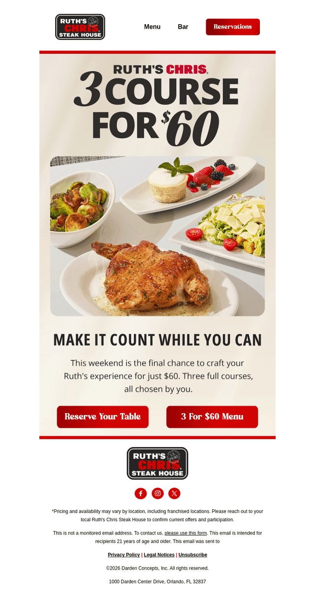 Ruth's Chris email from Fri, May 1, 2026