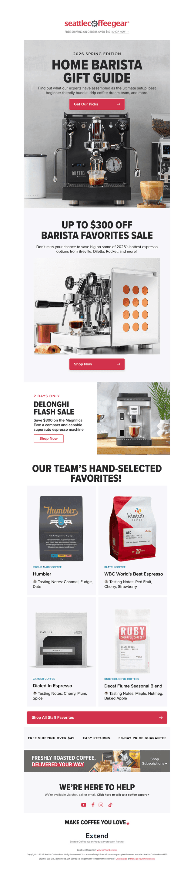 Seattle Coffee Gear email from Fri, May 1, 2026
