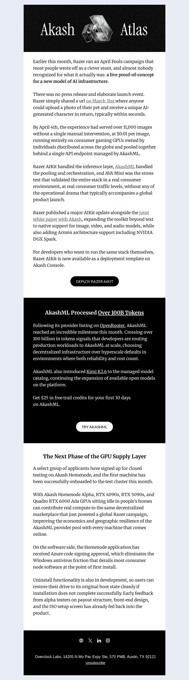 Akash Network email from Fri, May 1, 2026