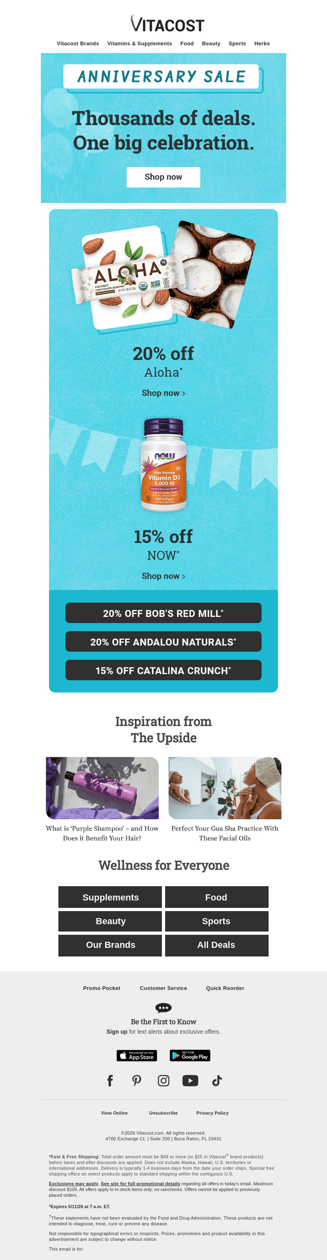 Vitacost email from Mon, May 4, 2026