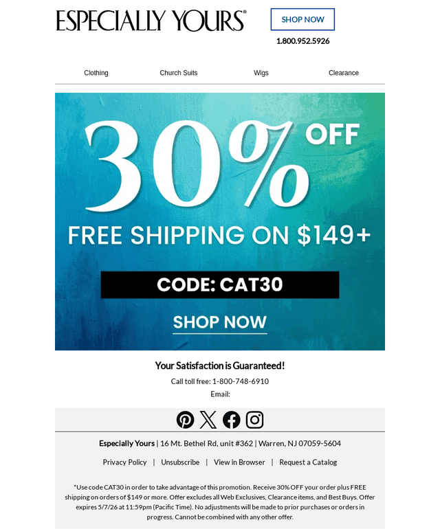 Just Dropped: 30% OFF + FREE Shipping