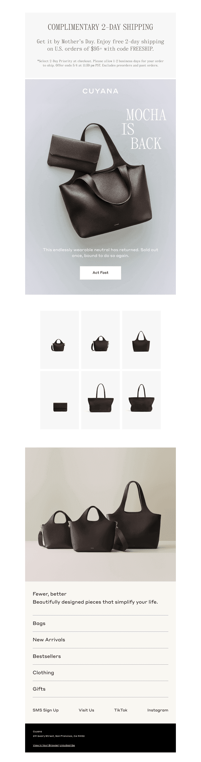 Cuyana email from Mon, May 4, 2026