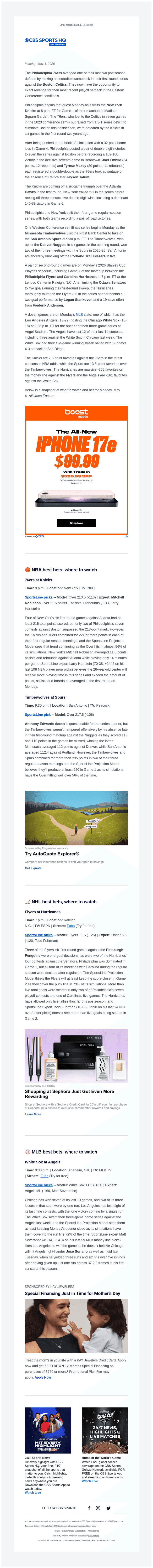 CBS email from Mon, May 4, 2026