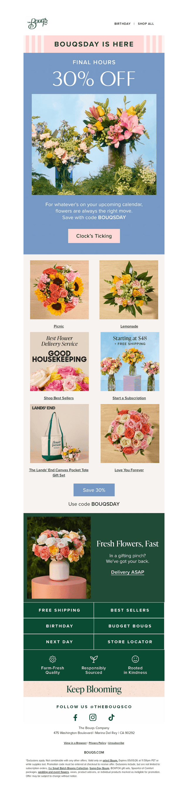 The Bouqs Co. email from Tue, May 5, 2026