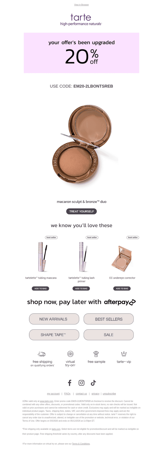 exclusively for you: 20% off