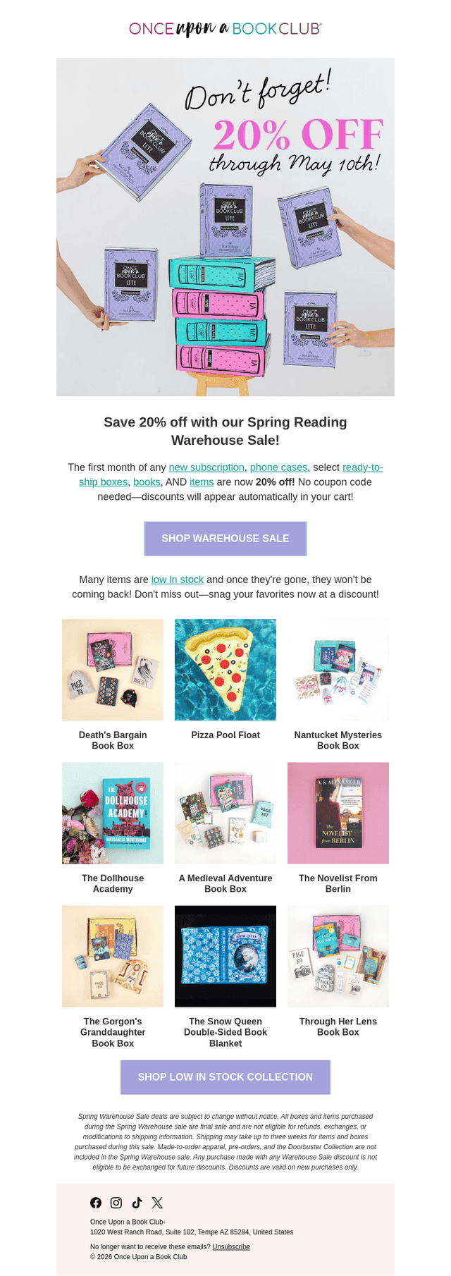 Once Upon A Book Club email from Tue, May 5, 2026