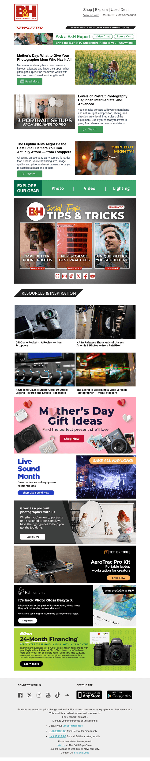 B&H Photo Video email from Tue, May 5, 2026