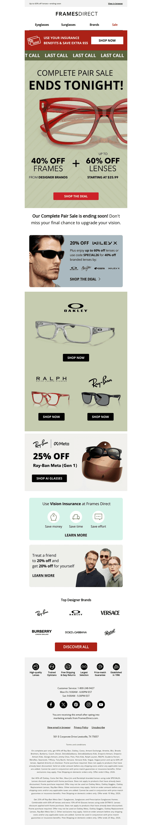 Last call: 40% off designer frames