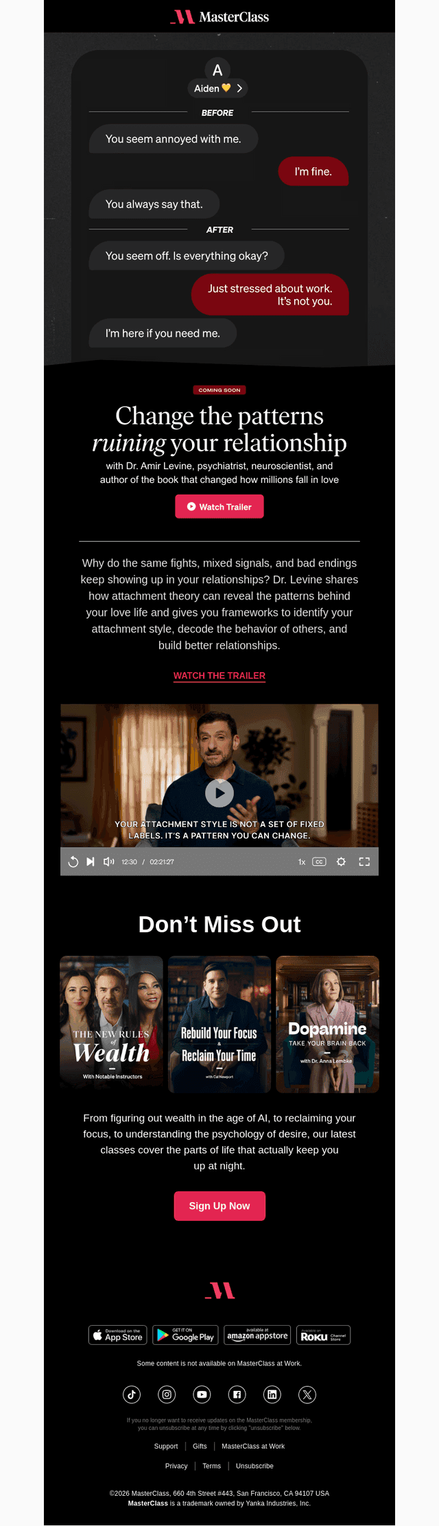 MasterClass email from Tue, May 5, 2026