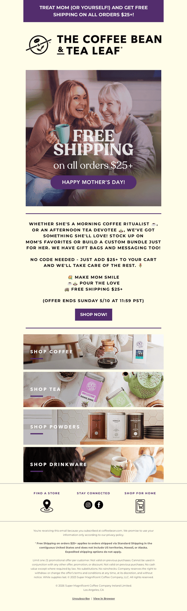 The Coffee Bean & Tea Leaf email from Tue, May 5, 2026