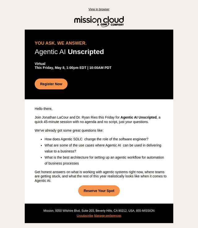 Mission Cloud Services email from Tue, May 5, 2026