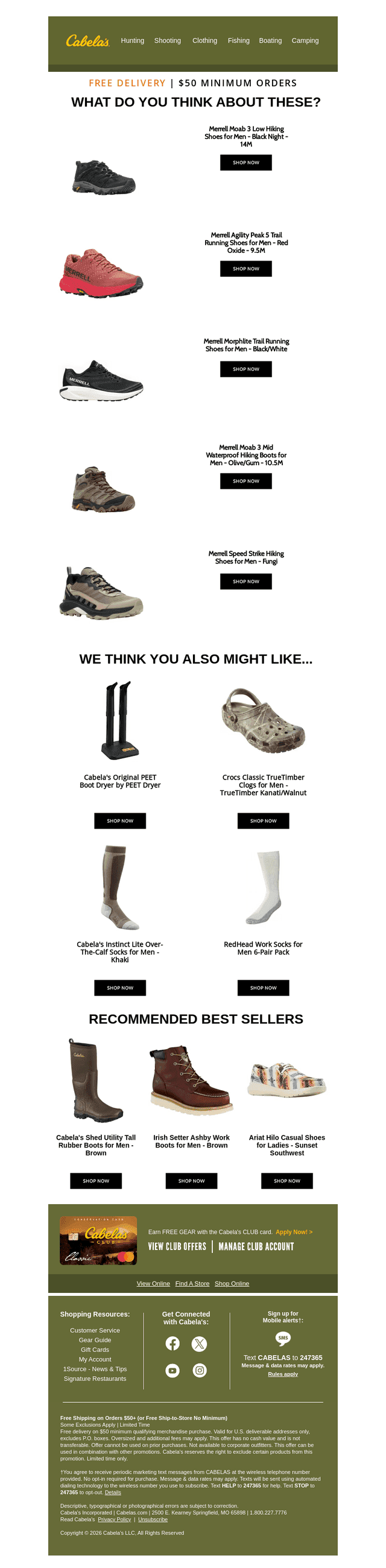 Cabela's email from Wed, May 6, 2026