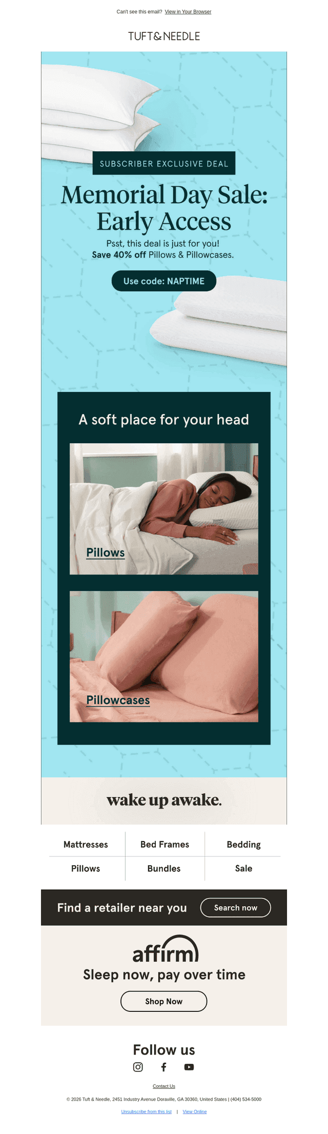 EARLY ACCESS: 40% off pillows & pillowcases