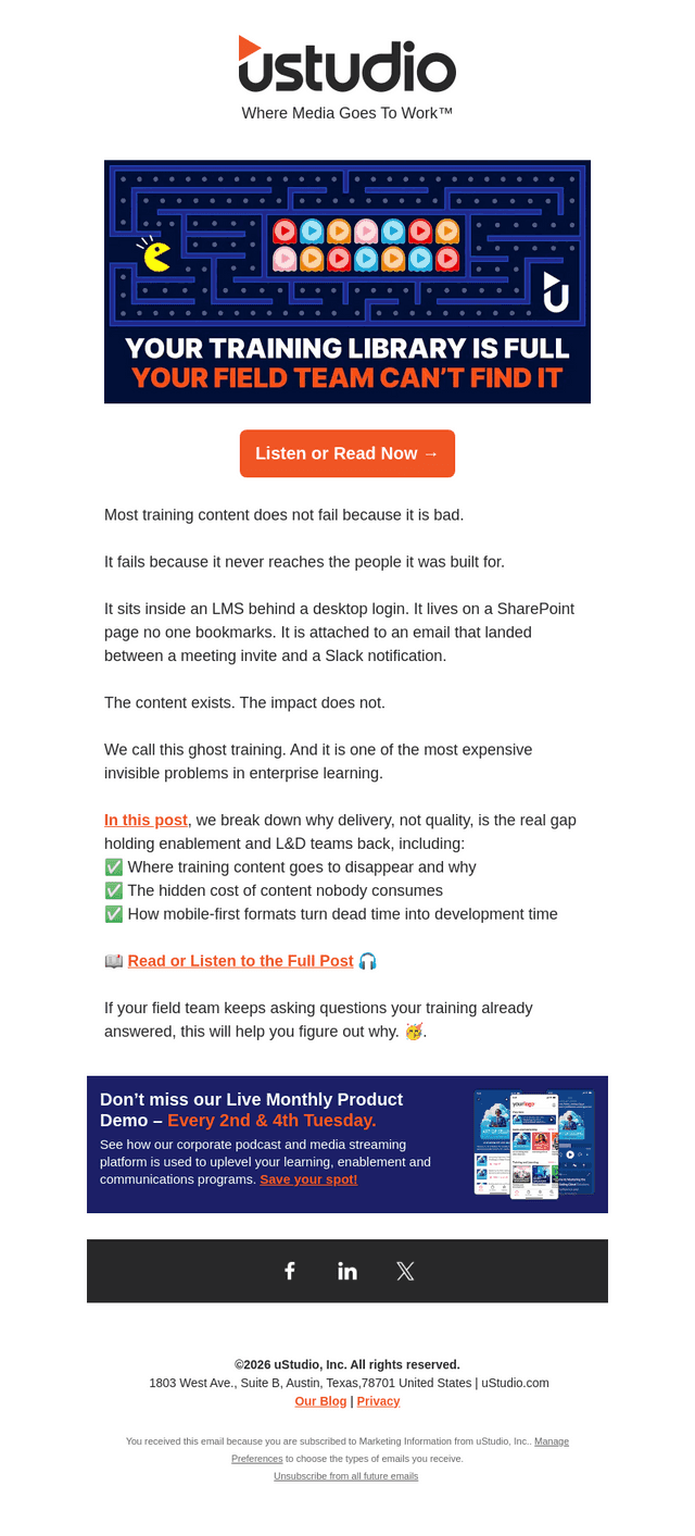 uStudio email from Wed, May 6, 2026