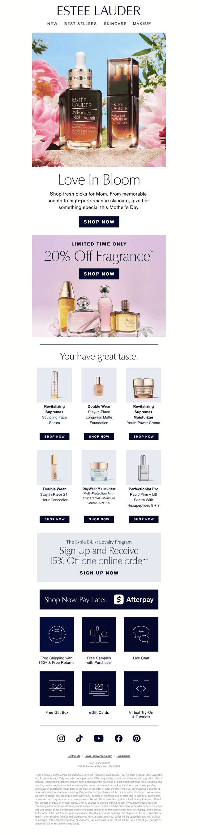 Estee Lauder email from Wed, May 6, 2026