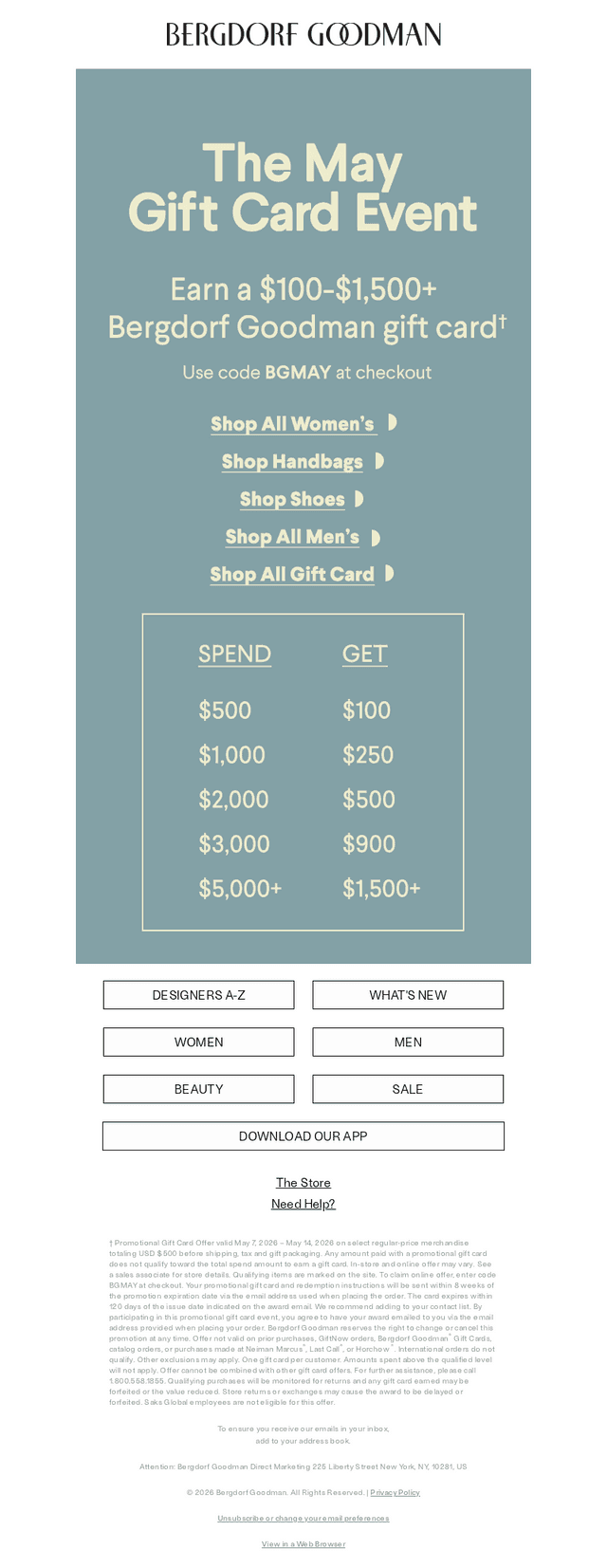 Bergdorf Goodman email from Thu, May 7, 2026