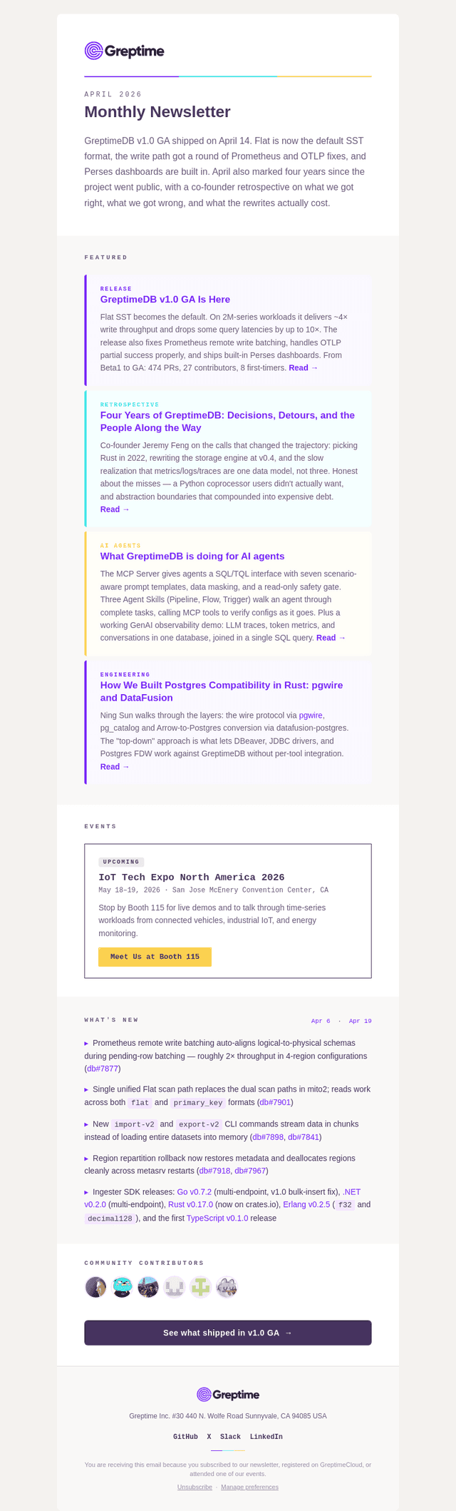 Greptime April: v1.0 GA