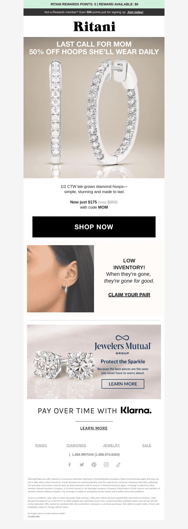 Last Chance: 50% Off Diamond Hoops ⌛
