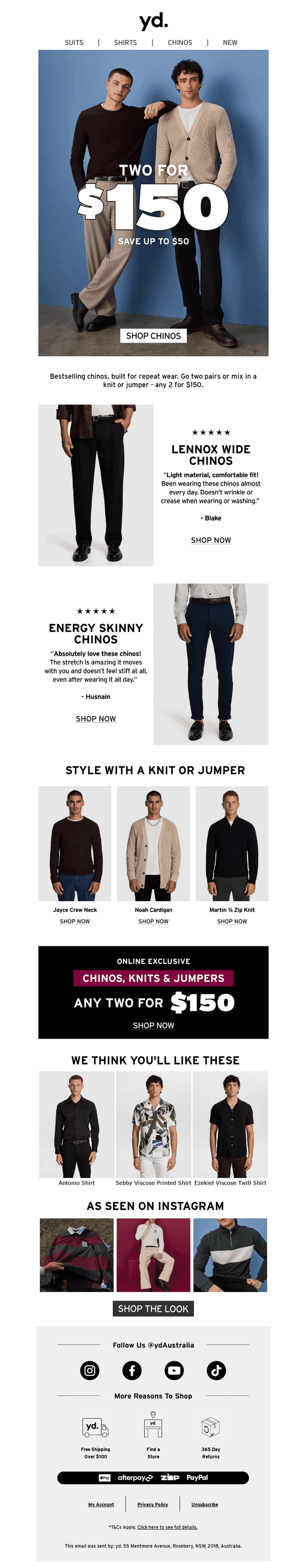 2 For $150 Chinos