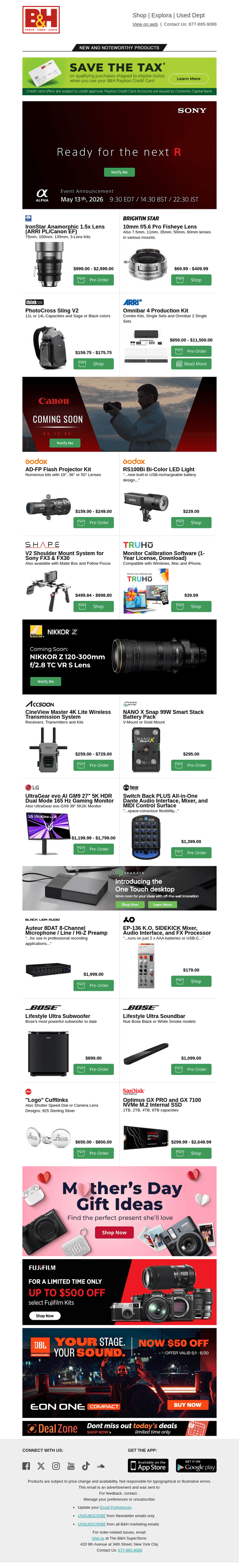 B&H Photo Video email from Thu, May 7, 2026