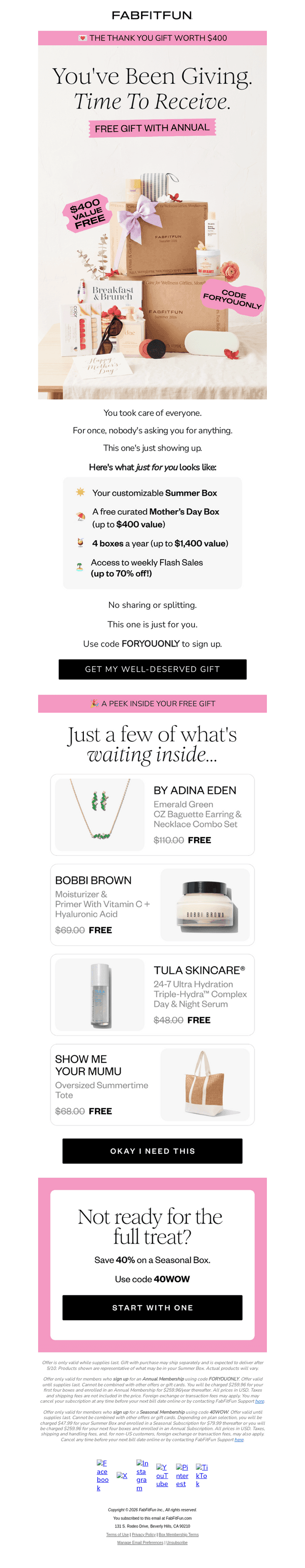 FabFitFun email from Thu, May 7, 2026