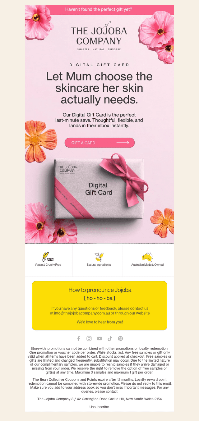 The Jojoba Company Australia email from Fri, May 8, 2026