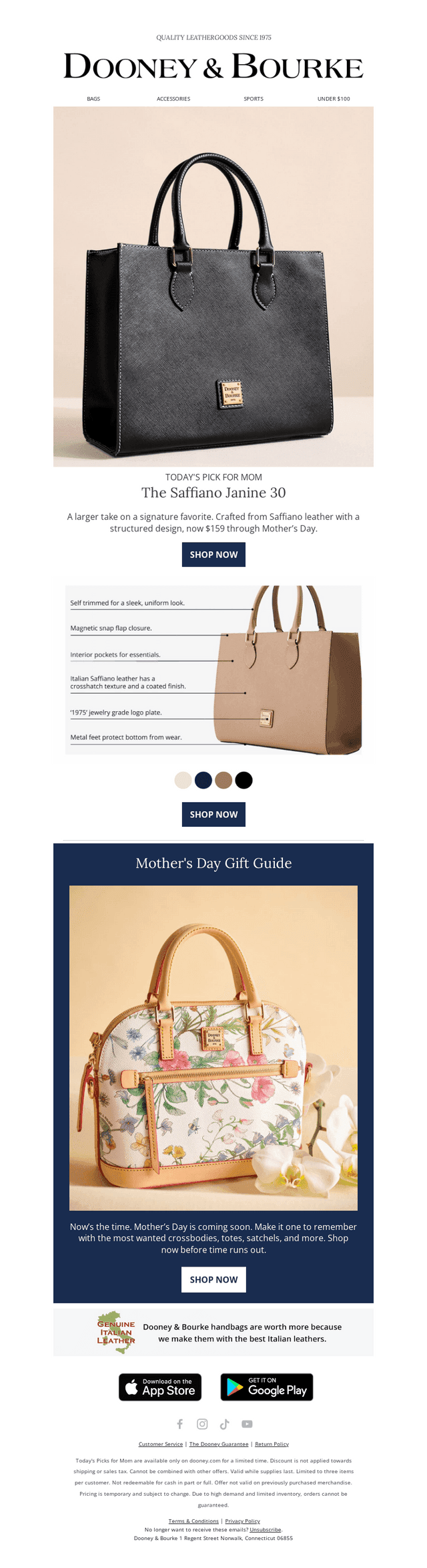 Today’s Pick for Mom: Elevated Saffiano, $159.