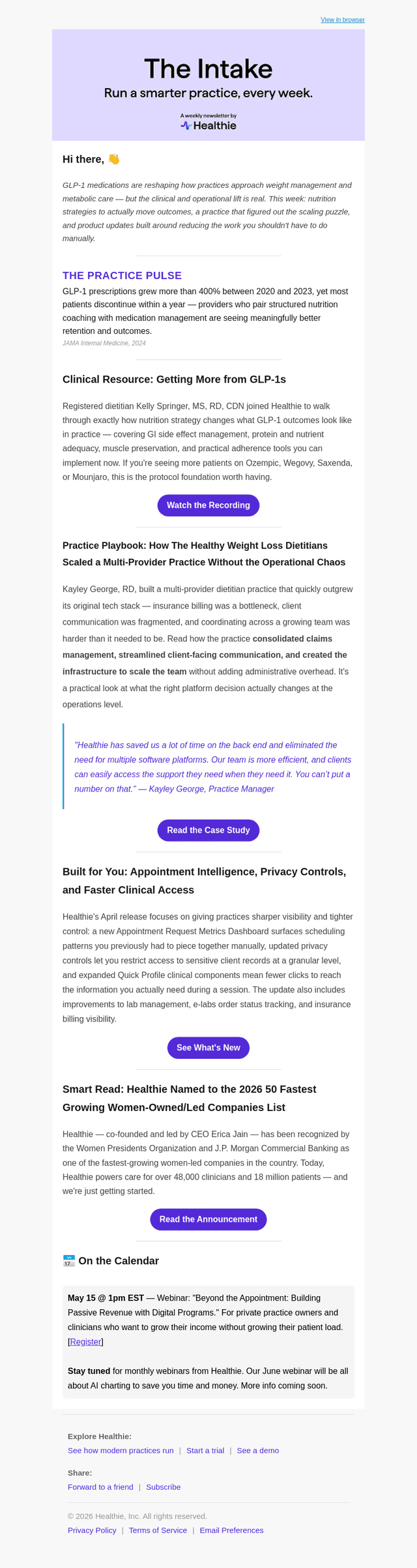 Healthie email from Fri, May 8, 2026